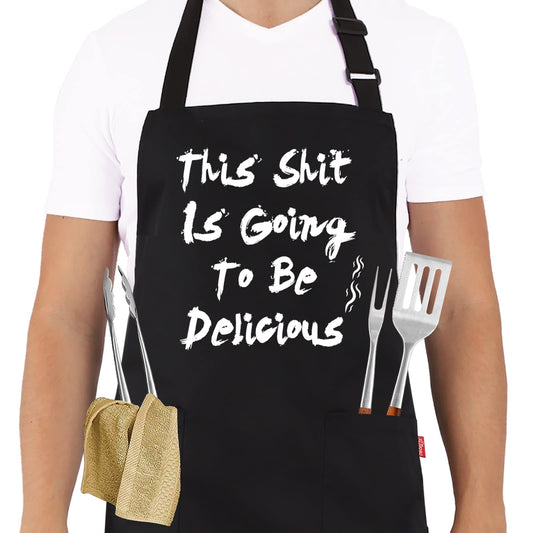Funny Grilling Aprons for Men - BBQ Cooking Apron with 2 Pockets, Adjustable Neck Strap and 40" Long Ties - That's What I Do I Grill and I Know Things