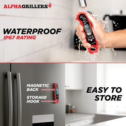 Alpha Grillers Meat Thermometer Digital – Instant Read Food Thermometer for Cooking & Grilling – Professional Kitchen Gift for Men, Dad & Mom