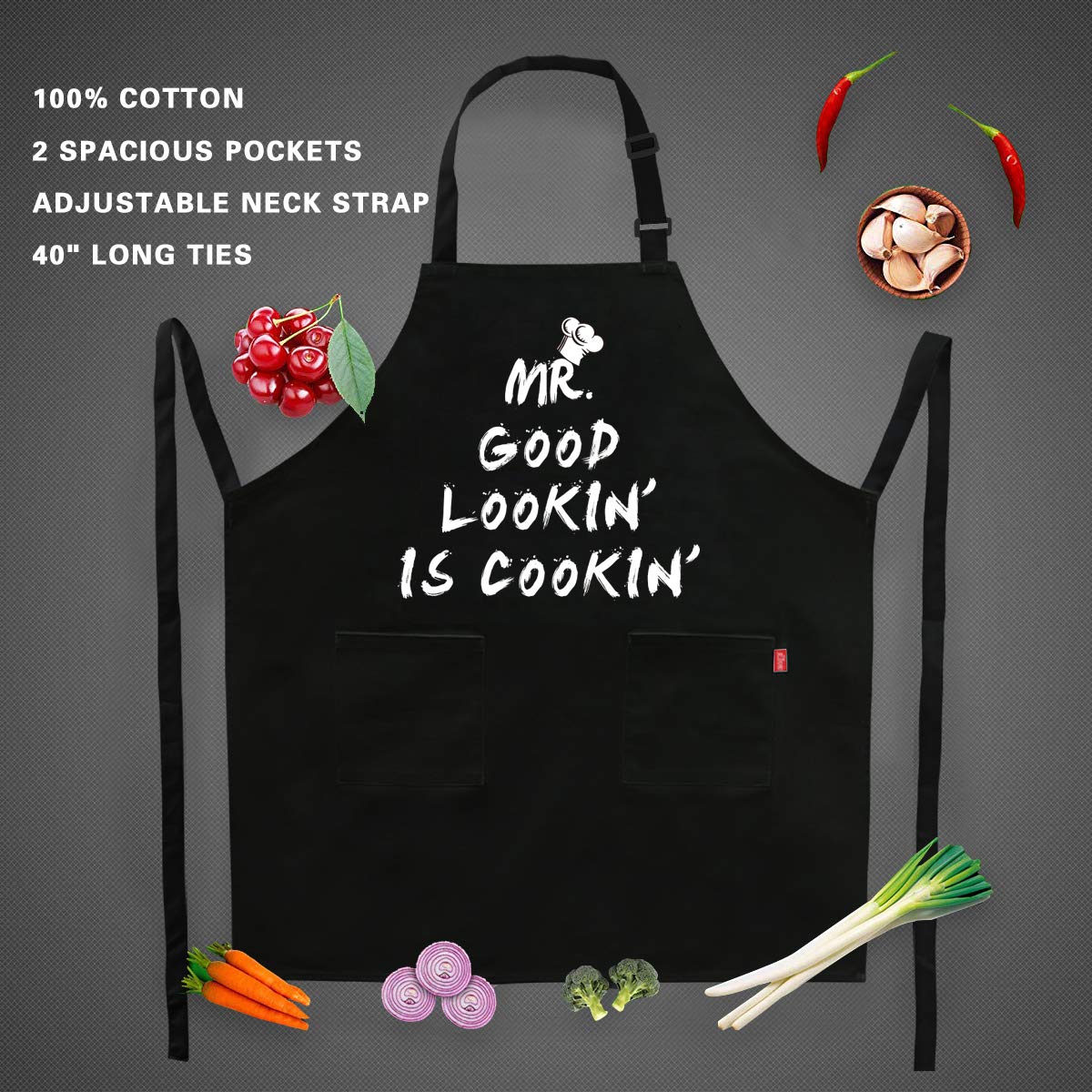 Funny Grilling Aprons for Men - BBQ Cooking Apron with 2 Pockets, Adjustable Neck Strap and 40" Long Ties - That's What I Do I Grill and I Know Things