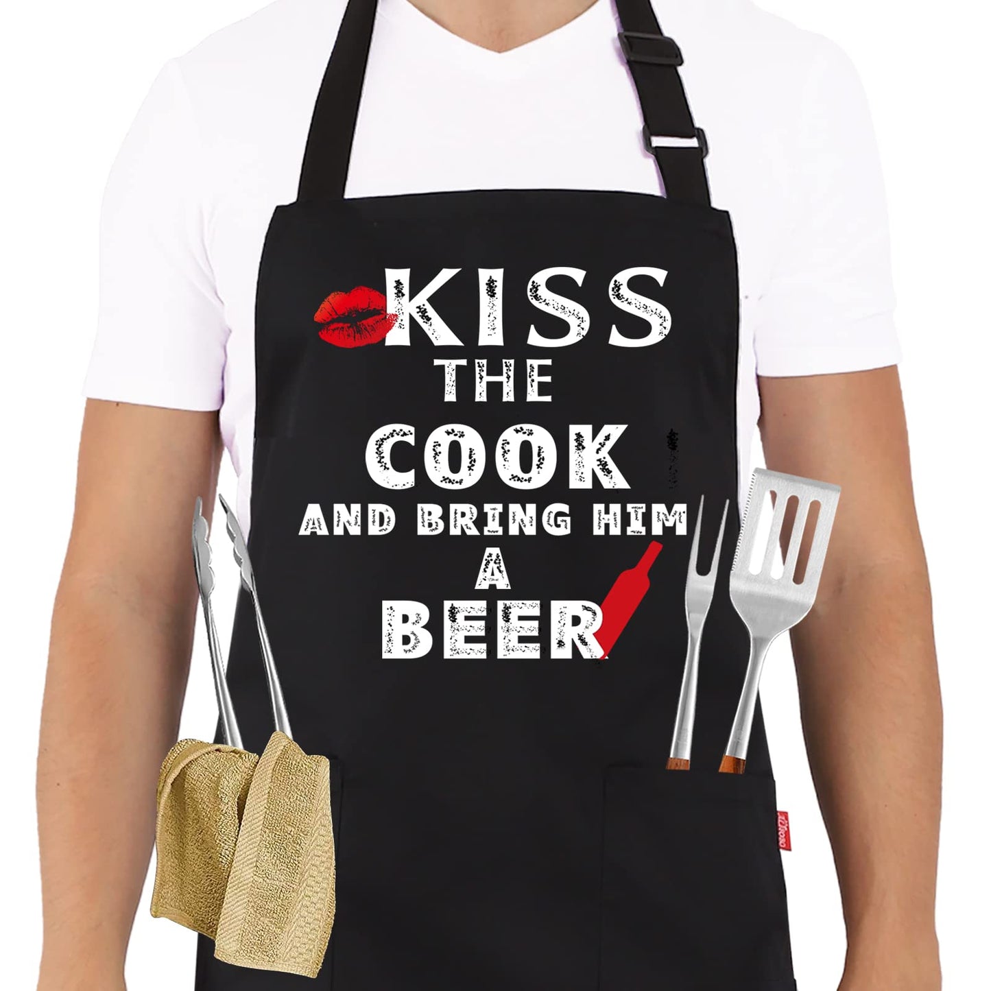 Funny Grilling Aprons for Men - BBQ Cooking Apron with 2 Pockets, Adjustable Neck Strap and 40" Long Ties - That's What I Do I Grill and I Know Things