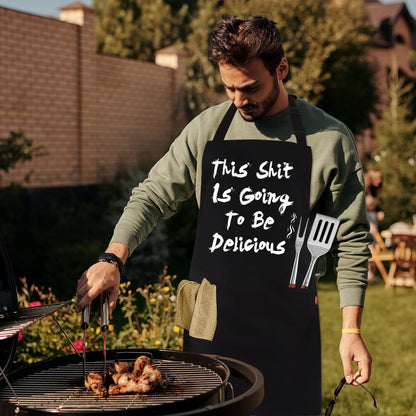 Funny Grilling Aprons for Men - BBQ Cooking Apron with 2 Pockets, Adjustable Neck Strap and 40" Long Ties - That's What I Do I Grill and I Know Things