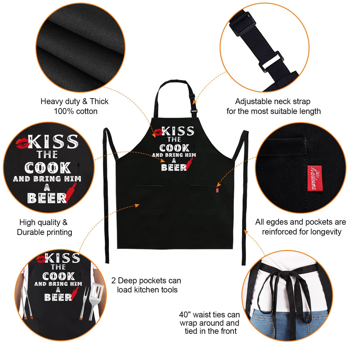 Funny Grilling Aprons for Men - BBQ Cooking Apron with 2 Pockets, Adjustable Neck Strap and 40" Long Ties - That's What I Do I Grill and I Know Things