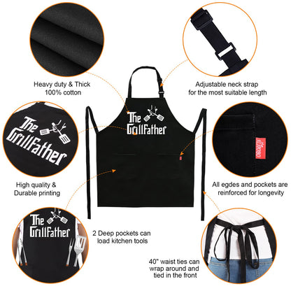 Funny Grilling Aprons for Men - BBQ Cooking Apron with 2 Pockets, Adjustable Neck Strap and 40" Long Ties - That's What I Do I Grill and I Know Things