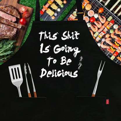 Funny Grilling Aprons for Men - BBQ Cooking Apron with 2 Pockets, Adjustable Neck Strap and 40" Long Ties - That's What I Do I Grill and I Know Things