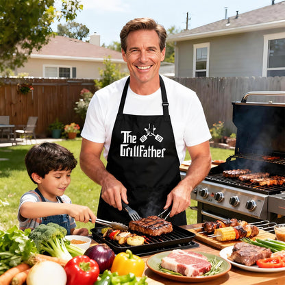 Funny Grilling Aprons for Men - BBQ Cooking Apron with 2 Pockets, Adjustable Neck Strap and 40" Long Ties - That's What I Do I Grill and I Know Things