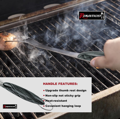 ROMANTICIST 4pcs Heavy Duty Grill Accessories for Top Chef - Professional Grill Tool Set & Basic BBQ Tools for Backyard Restaurant Outdoor Kitchen - Deluxe Grill Gift for Dad on Father’s Day Christmas
