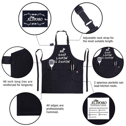 Funny Grilling Aprons for Men - BBQ Cooking Apron with 2 Pockets, Adjustable Neck Strap and 40" Long Ties - That's What I Do I Grill and I Know Things
