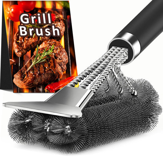 TNTOR Grill Brush with Scraper, 18" Adjustable Handle BBQ Grill Brush for Outdoor Grill, Extra Strong Grill Cleaner Accessories for Grill/Smoker/Gas/Charcoal Grill Cleaning-Grill Gifts for Men/Dad