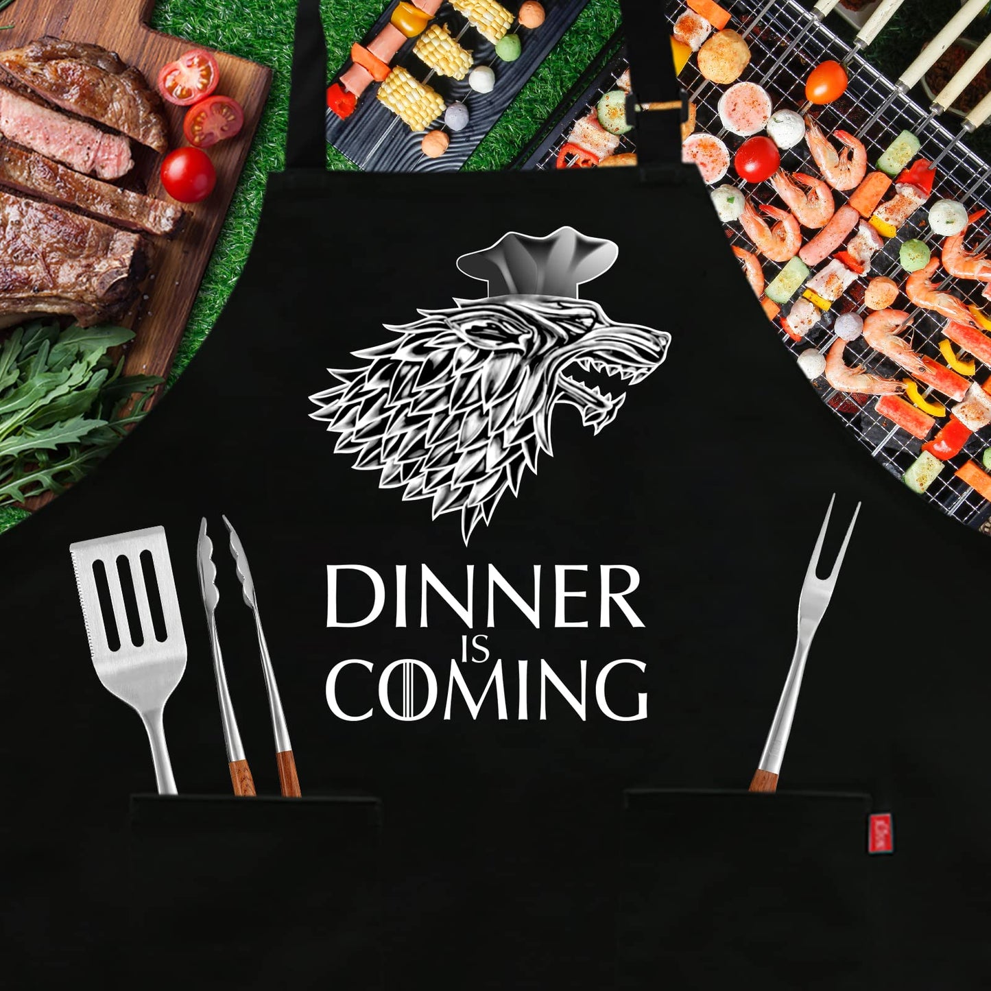 Funny Grilling Aprons for Men - BBQ Cooking Apron with 2 Pockets, Adjustable Neck Strap and 40" Long Ties - That's What I Do I Grill and I Know Things