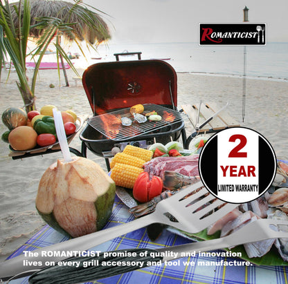 ROMANTICIST 4pcs Heavy Duty Grill Accessories for Top Chef - Professional Grill Tool Set & Basic BBQ Tools for Backyard Restaurant Outdoor Kitchen - Deluxe Grill Gift for Dad on Father’s Day Christmas