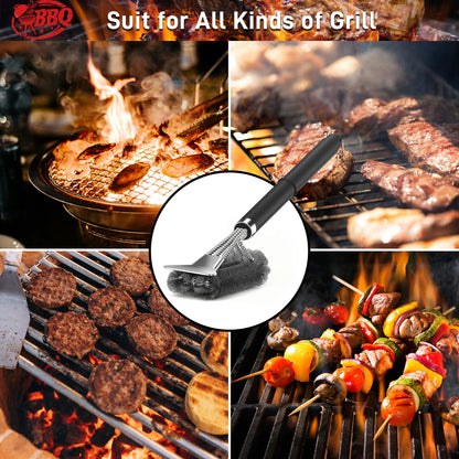 TNTOR Grill Brush with Scraper, 18" Adjustable Handle BBQ Grill Brush for Outdoor Grill, Extra Strong Grill Cleaner Accessories for Grill/Smoker/Gas/Charcoal Grill Cleaning-Grill Gifts for Men/Dad